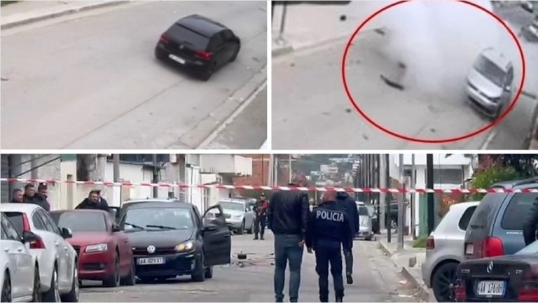 Eksploziv një makinë në Shkozet. Mjeti shpërthen në ecje në mes të rrugës… (VIDEO)